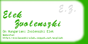 elek zvolenszki business card